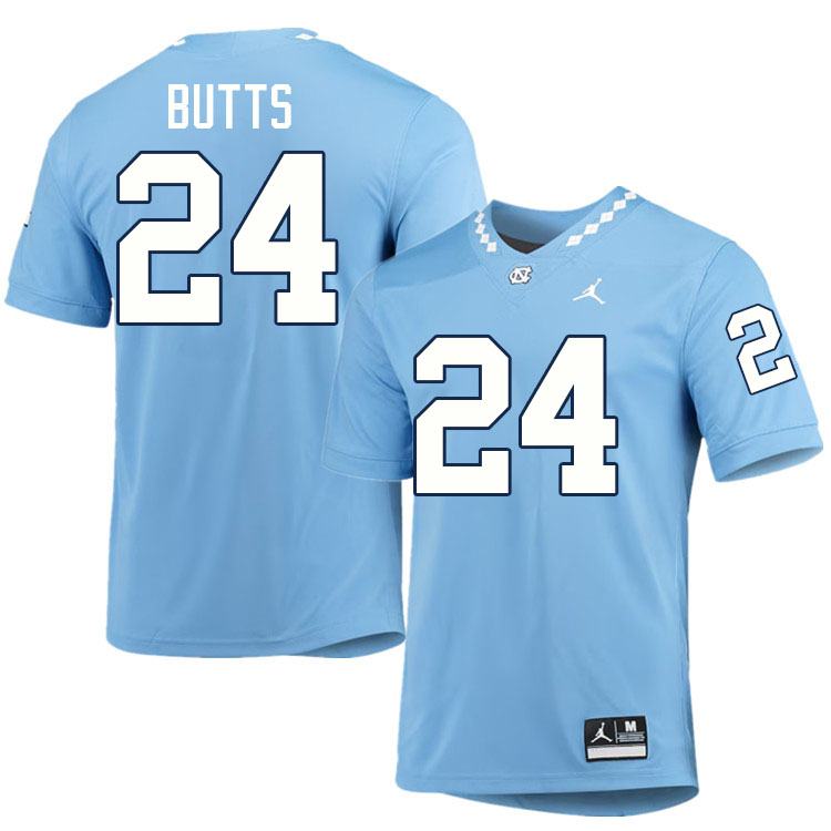 #24 Javion Butts North Carolina Tar Heels College Football Jersey Stitched-Carolina Blue